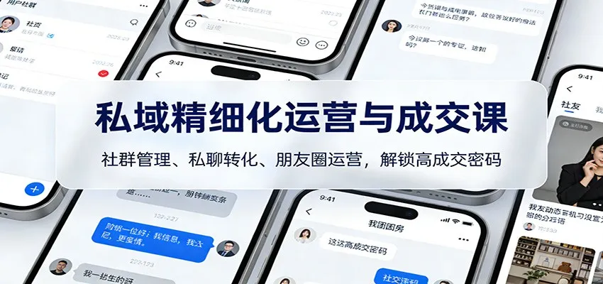 私域精细化运营与成交课:社群管理、私聊转化、朋友圈运营,解锁高成交密码_学通网创