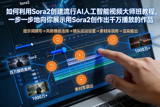 如何利用Sora2创建流行AI人工智能视频大师班，一步一步地向你展示用Sora2创作出千万播放的作品_学通网创