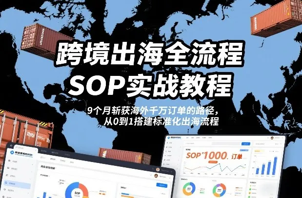 跨境出海全流程全盘托出SOP实战教程，9个月斩获海外千万订单的路径，从0到1搭建标准化出海流程_学通网创