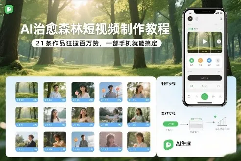 AI治愈森林短视频制作教程，21条作品狂揽百万赞，一部手机就能搞定_学通网创
